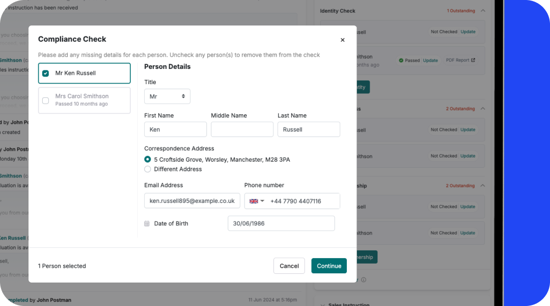 Run AML checks for landlords and tenants