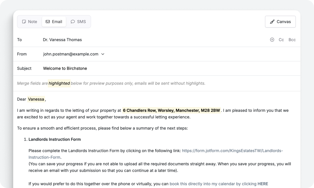 Preview emails with real data