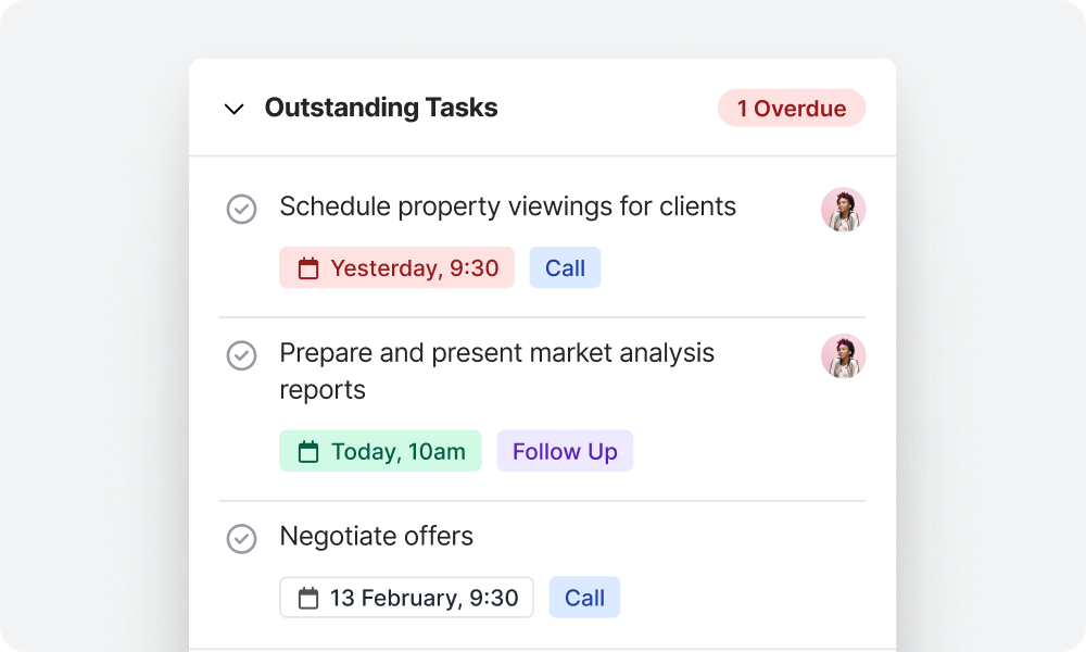 Task widget updates, in real time