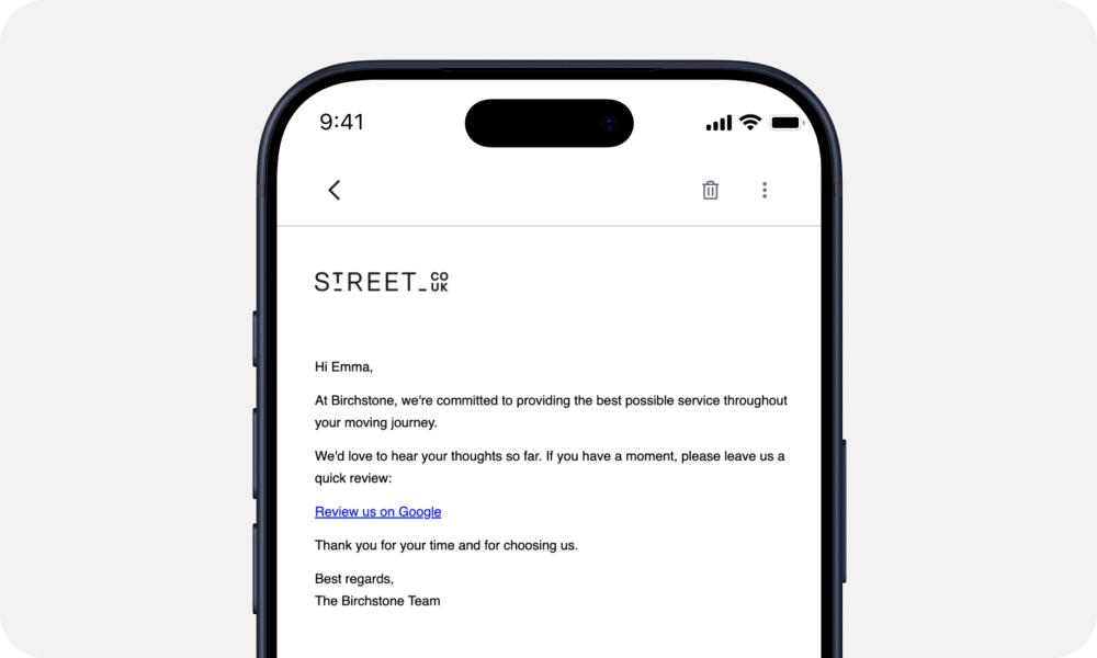 Automated review emails, configured your way.