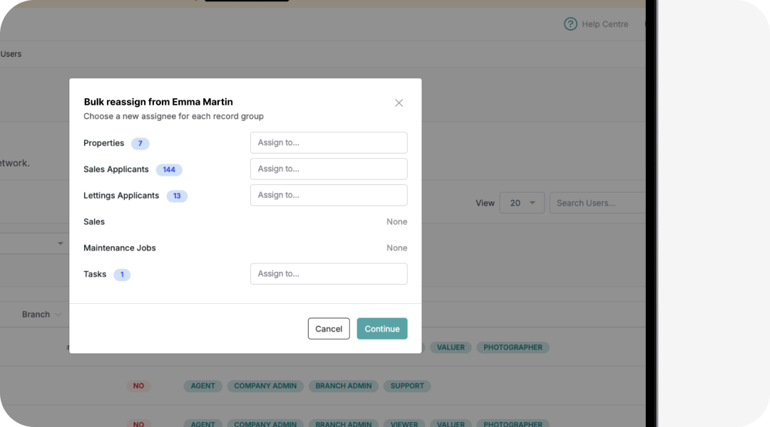 Reassign records in a click when roles change