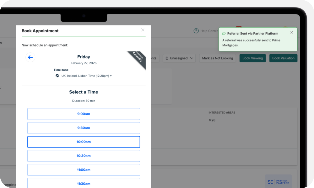 Book appointments directly into your brokers' calendar