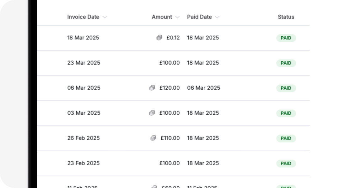 Easily see when invoices were paid.