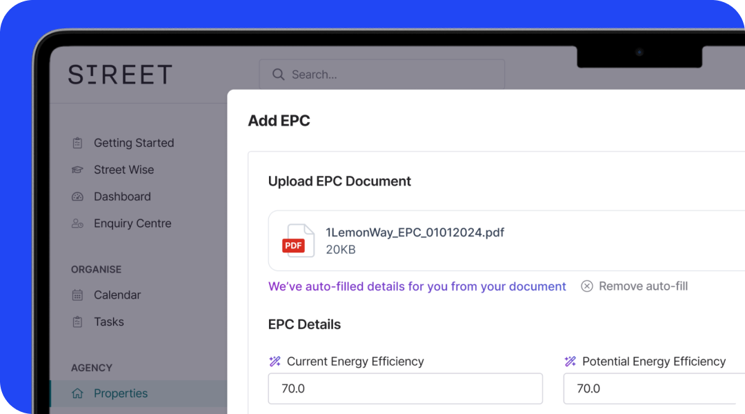 Effortless EPC entry, powered by Street AI