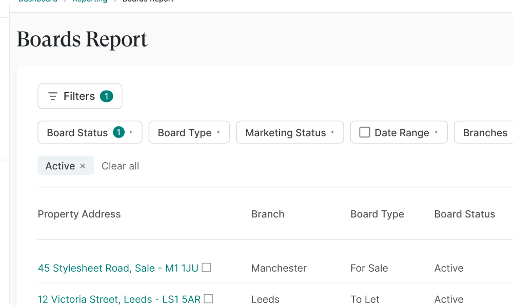Know where every board stands.