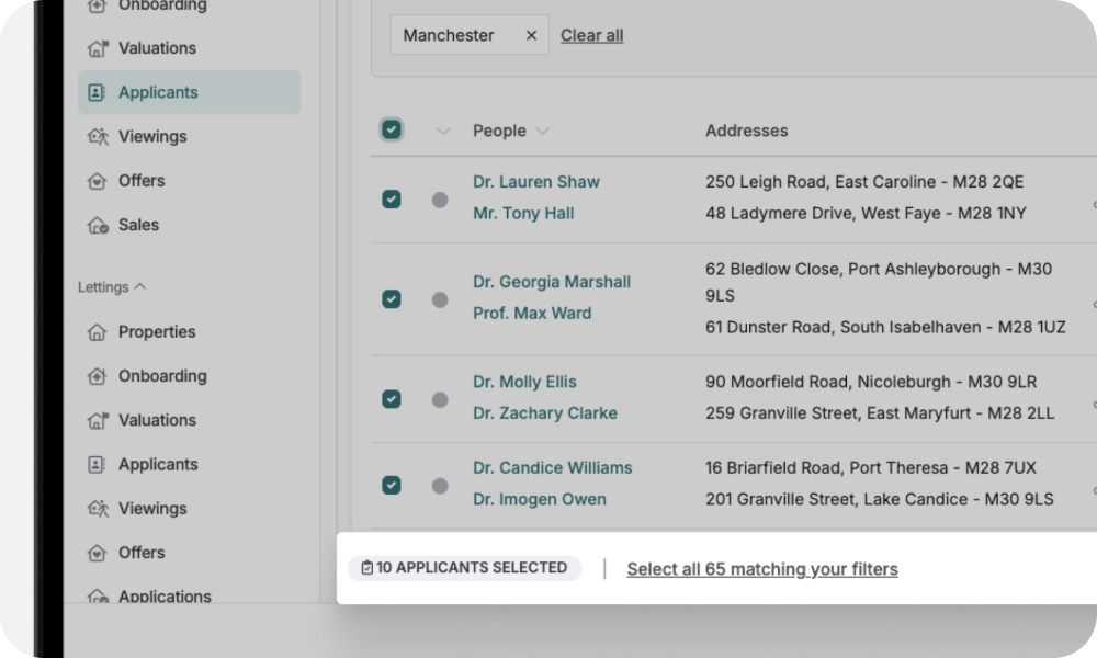 Manage applicants at scale, in seconds.