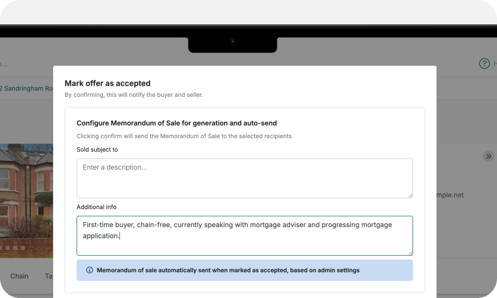 Move from accepted offer to memo in one step.