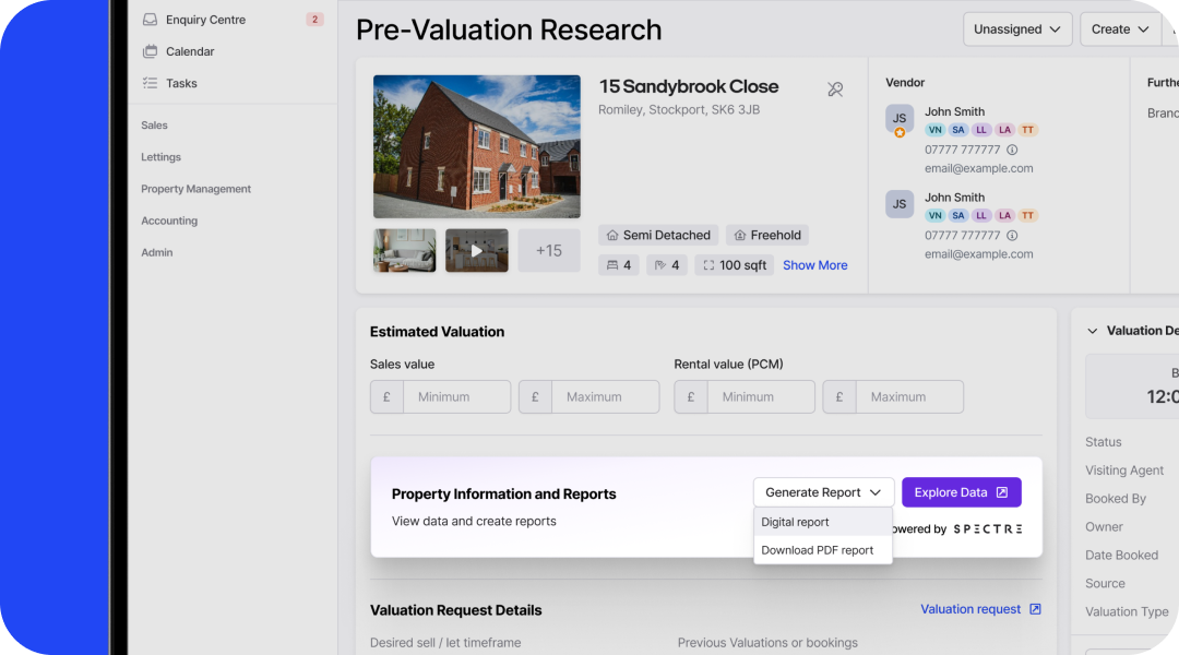 Data-rich property reports in a click