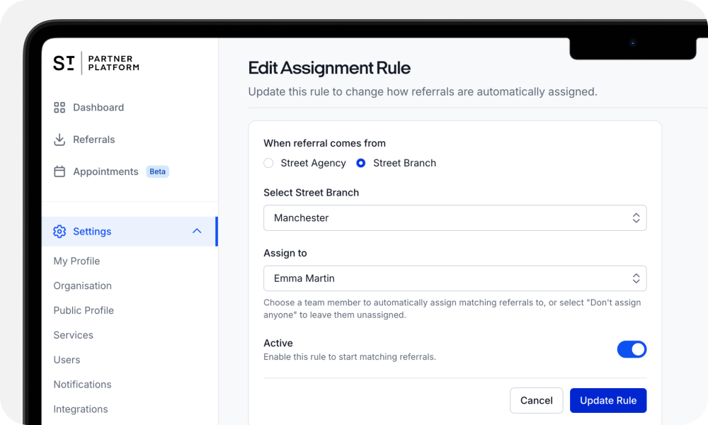 Assign referrals to the right broker, automatically.