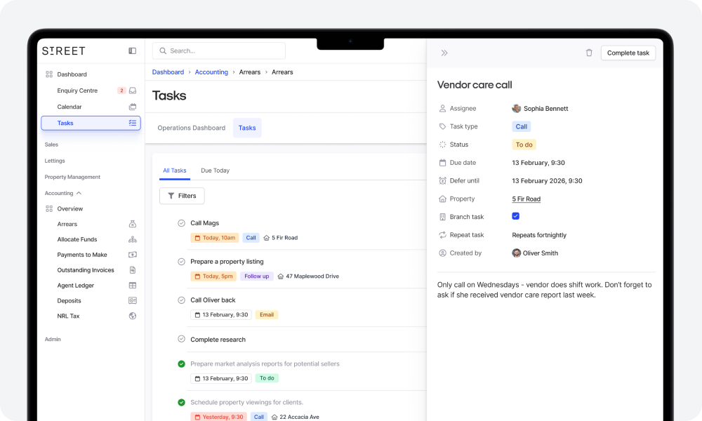 Stay on top of every action with Tasks