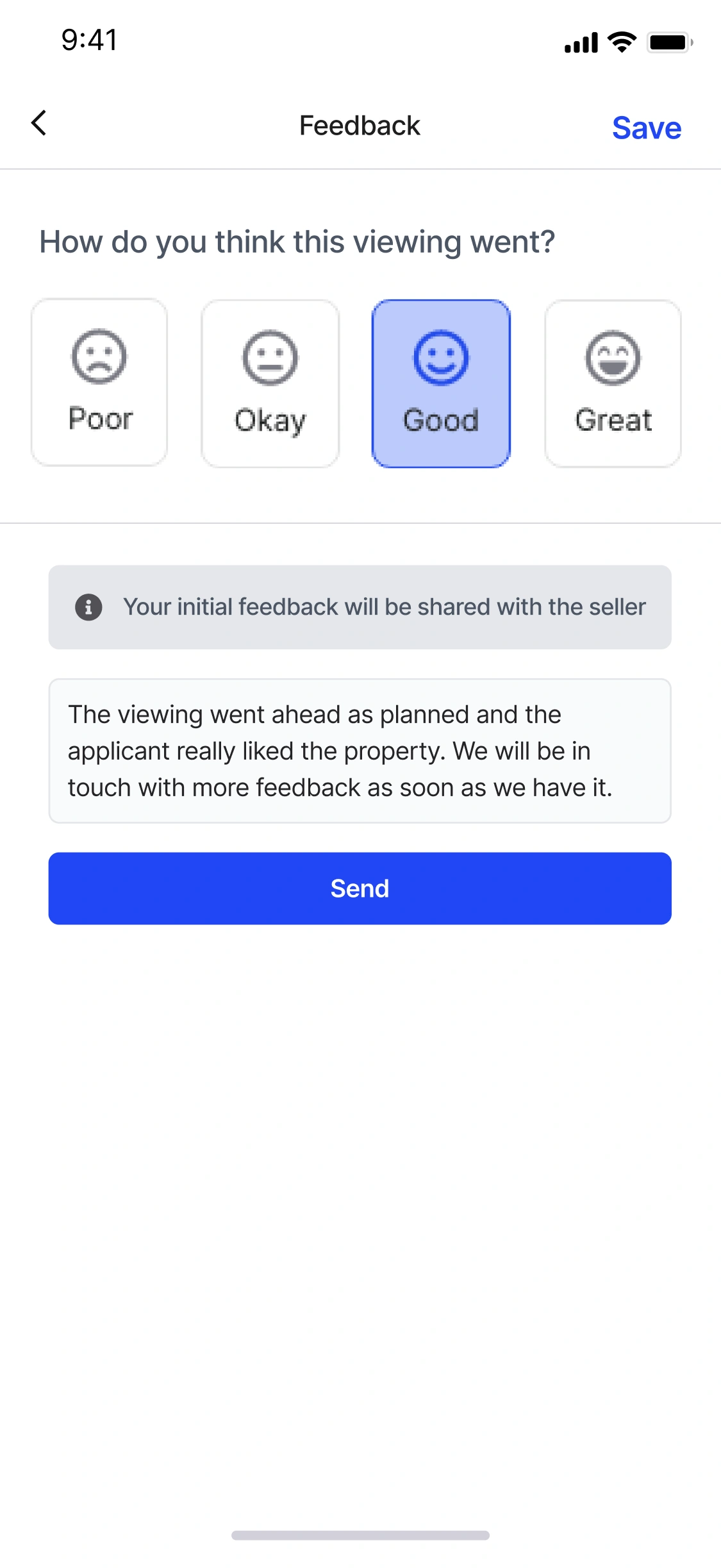 Agent App viewing feedback