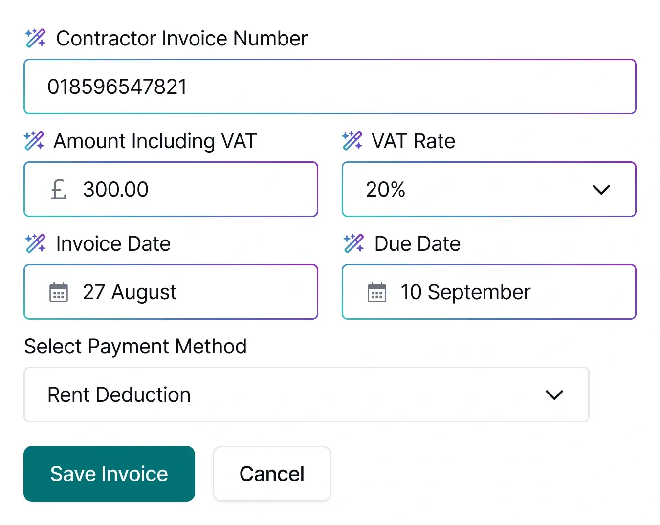 Sales invoicing from progression