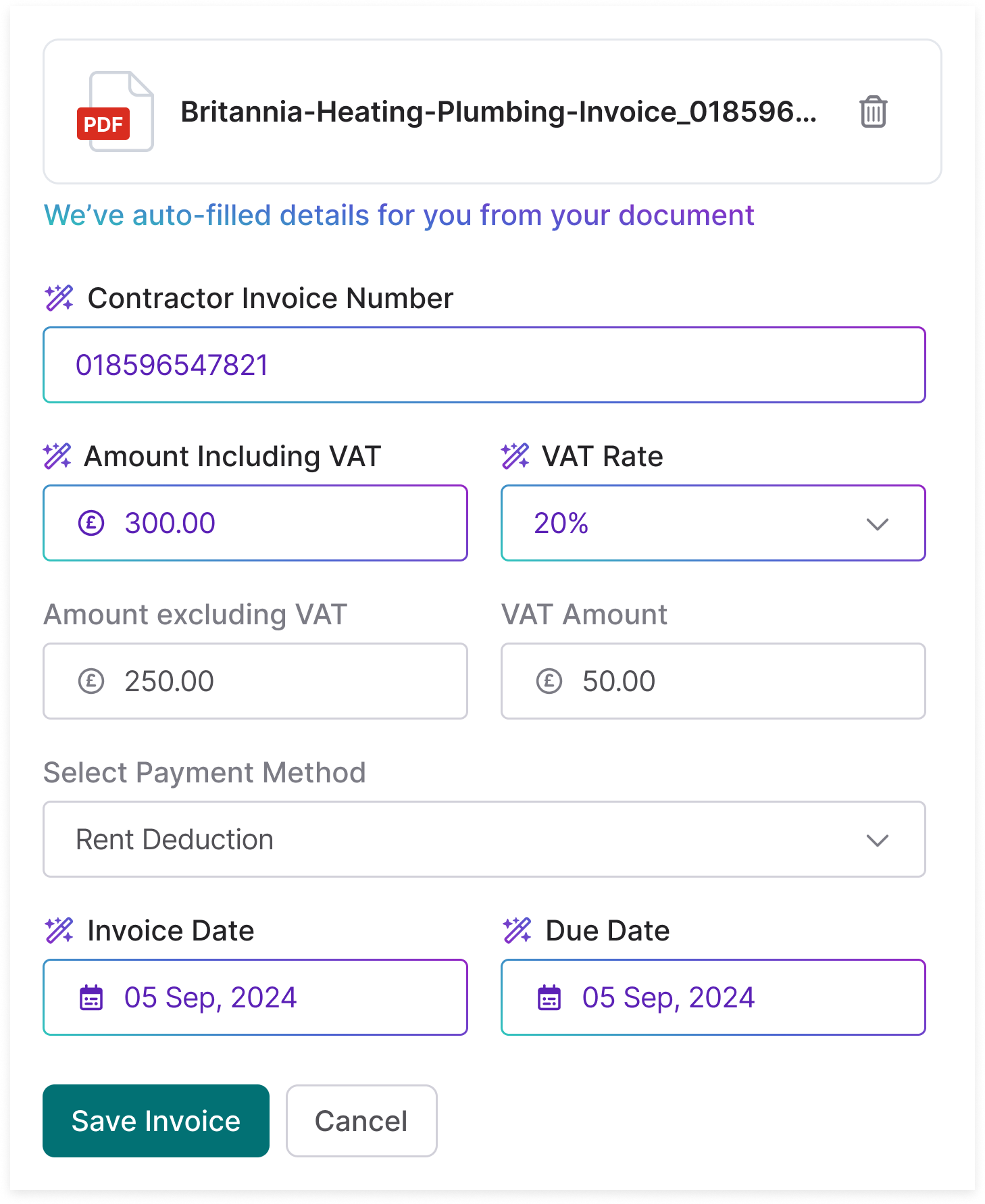 Street.co.uk's AI document reader flagging a mismatched safety certificate, with the in-app AML completion status.