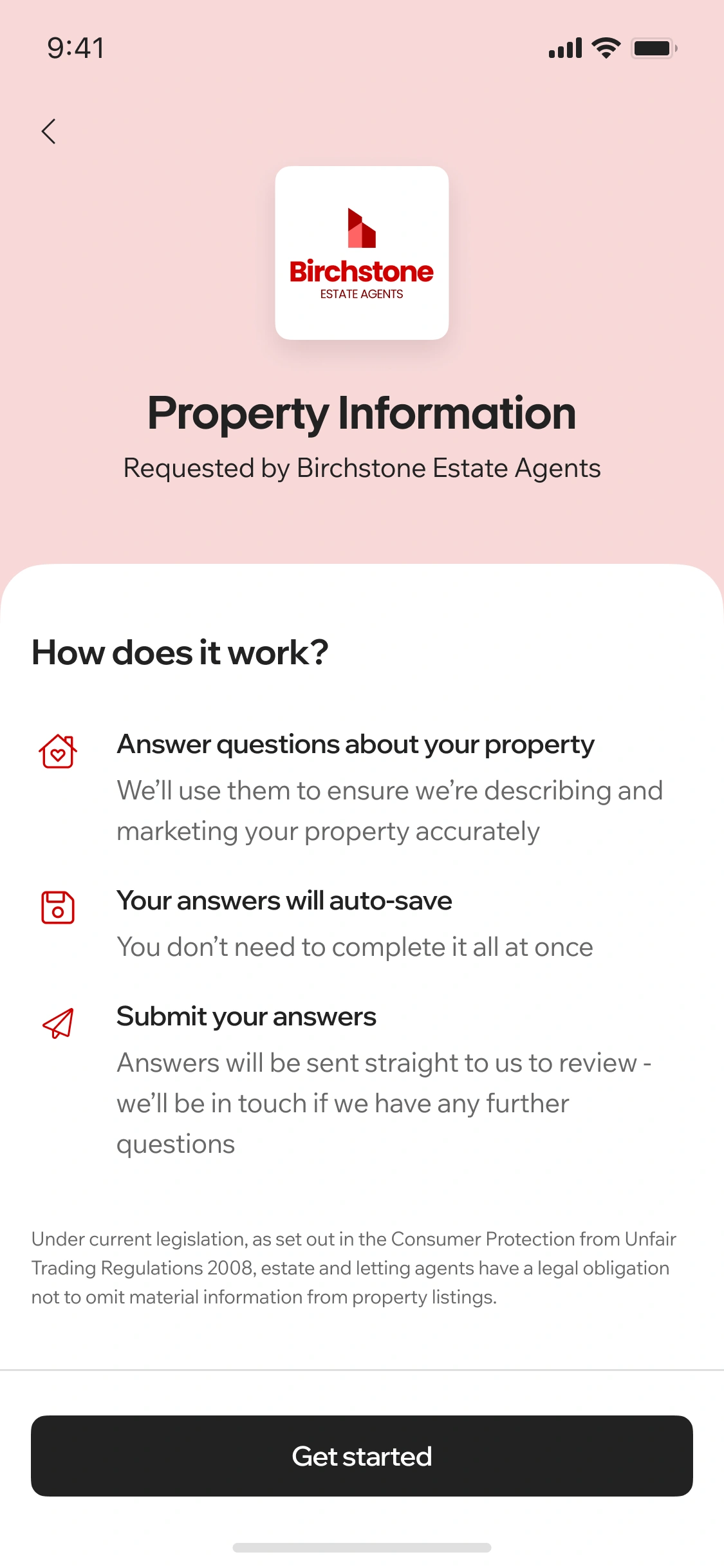Vendor completing the PIQ in the app