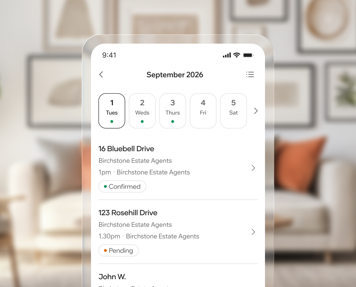 Viewings organised in the Buyer App