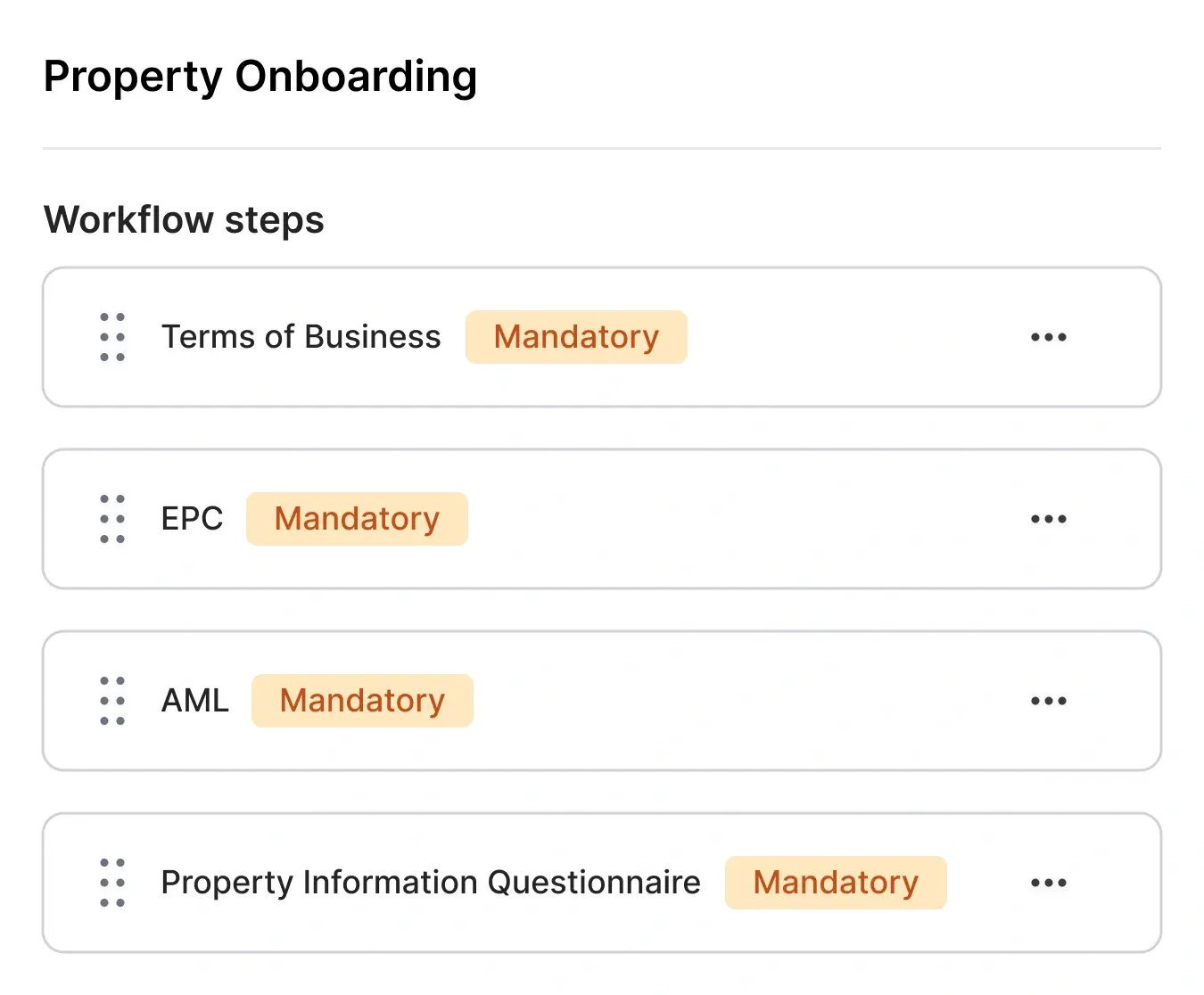 Admin settings panel for mandatory fields